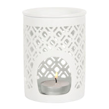 Load image into Gallery viewer, White Matte Lattice Cut Oil Burner