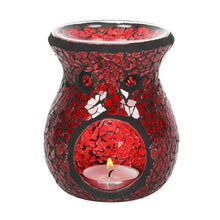 Load image into Gallery viewer, Small Red Crackle Glass Oil Burner
