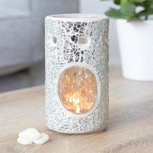 Load image into Gallery viewer, Silver Pillar Crackle Glass Oil Burner
