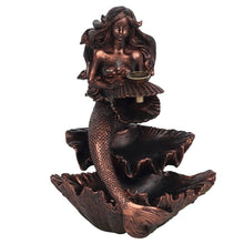 Load image into Gallery viewer, Bronze Effect Mermaid Backflow Incense Burner