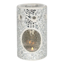 Load image into Gallery viewer, Silver Pillar Crackle Glass Oil Burner