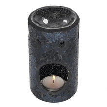 Load image into Gallery viewer, Black Crackle Glass Pillar Oil Burner