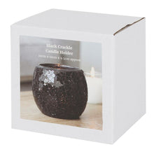 Load image into Gallery viewer, Large Black Crackle Glass Candle Holder