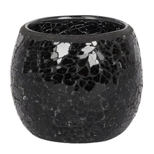 Load image into Gallery viewer, Large Black Crackle Glass Candle Holder