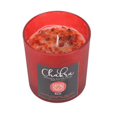 Load image into Gallery viewer, Root Chakra Strawberry Crystal Chip Candle