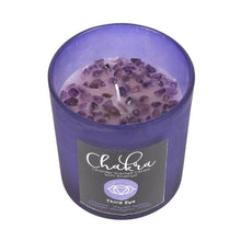 Load image into Gallery viewer, Third Eye Chakra Lavender Crystal Chip Candle