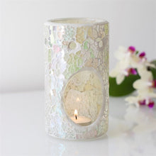 Load image into Gallery viewer, Pillar White Iridescent Crackle Oil Burner