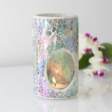 Load image into Gallery viewer, Pillar Light Blue Iridescent Crackle Oil Burner