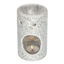Load image into Gallery viewer, Silver Pillar Crackle Glass Oil Burner