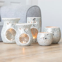 Load image into Gallery viewer, Silver Pillar Crackle Glass Oil Burner