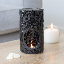 Load image into Gallery viewer, Black Crackle Glass Pillar Oil Burner