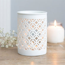 Load image into Gallery viewer, White Matte Lattice Cut Oil Burner