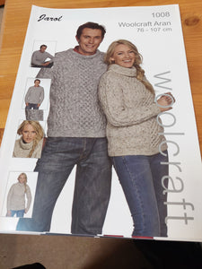 Aran his and hers crew/polo neck Knitting Pattern
