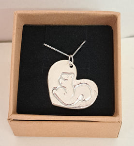 Silver heart with squirrel necklace
