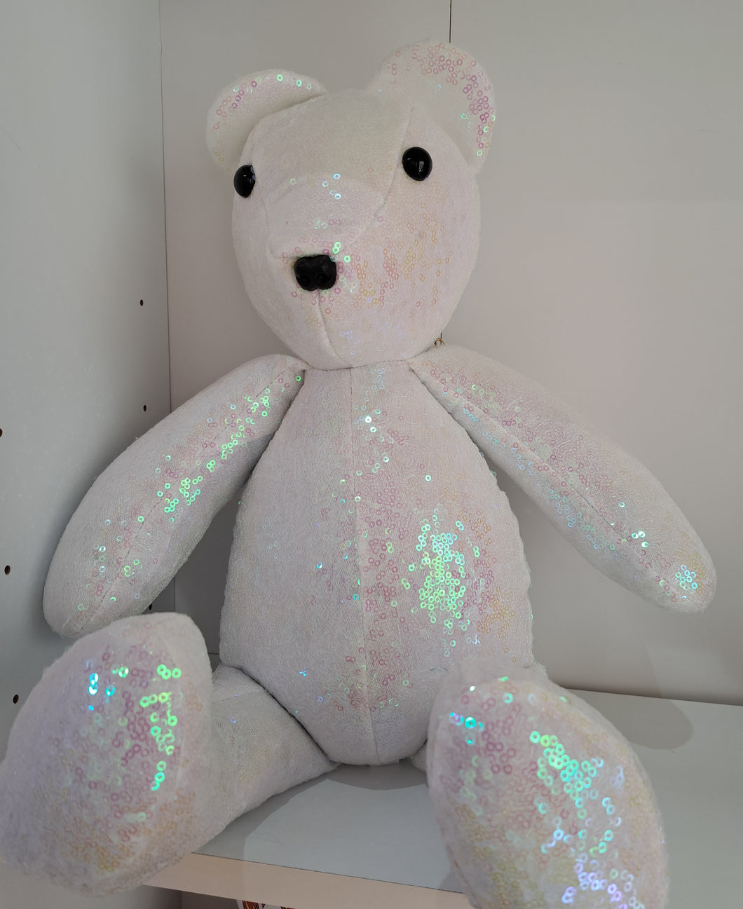 White sequin bear