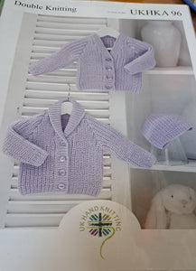 UKHKA 96 - Baby Cardigans and Hat Knitting Pattern (Copy)