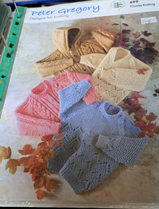 Peter Gregory 699 - Child's Cardigan & Jumper Knitting Pattern - 20 - 30 INCHES