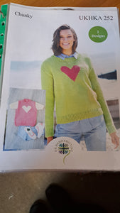 UKHKA 252 - Adult Sweater Knitting Pattern in Chunky