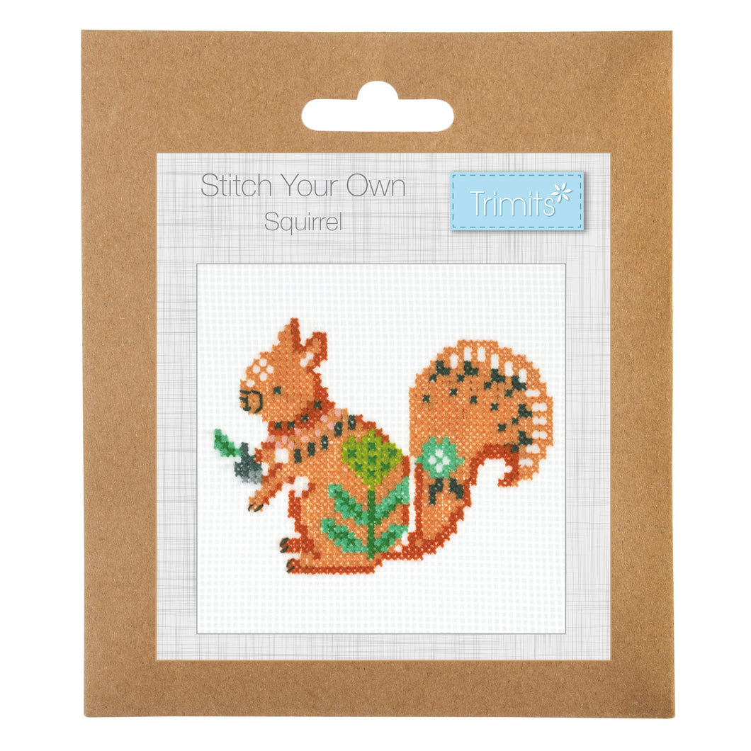Mini Counted Cross Stitch Kit  - Red Squirrel