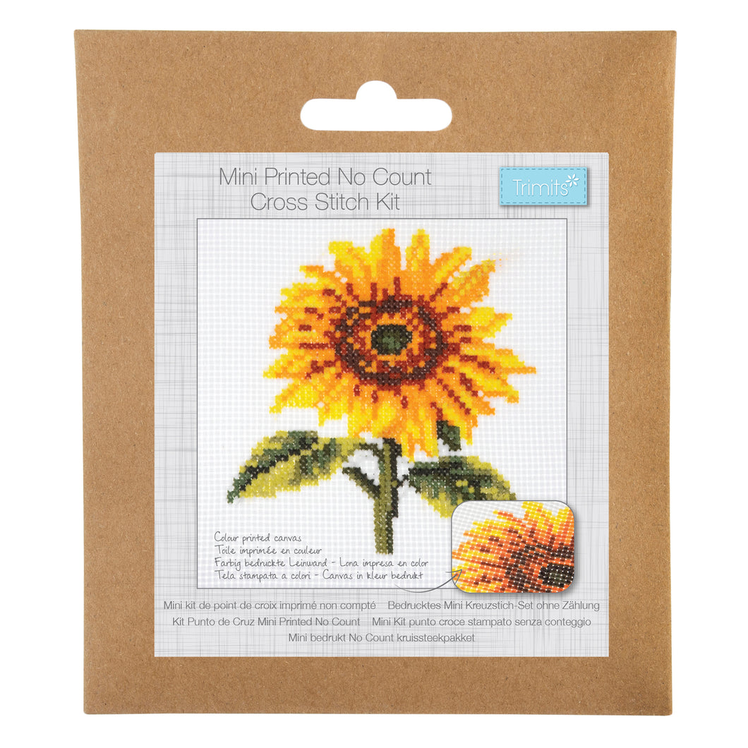 Mini Printed  Cross Stitch Kit  - Sunflower