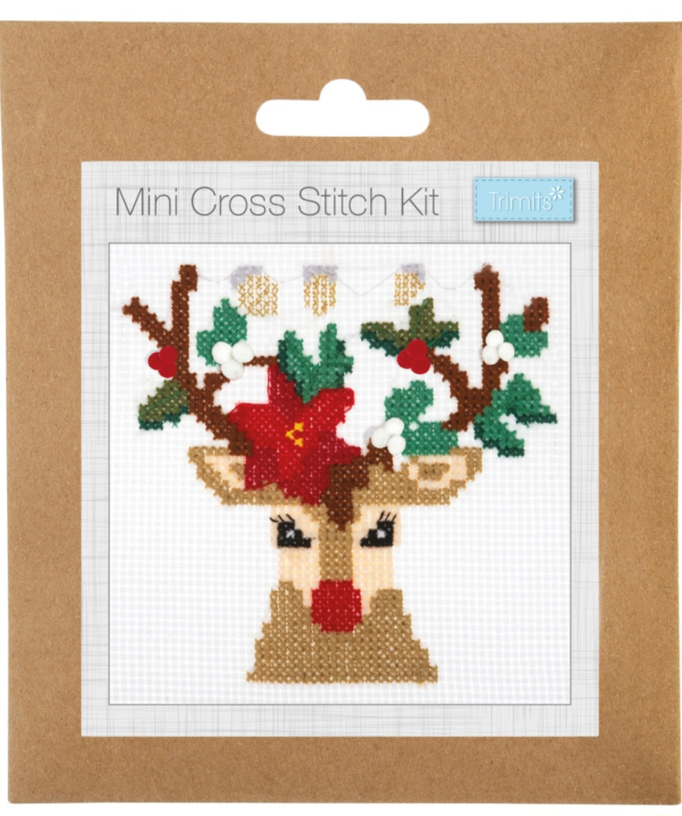 Mini Counted Cross Stitch Kit  - Reindeer
