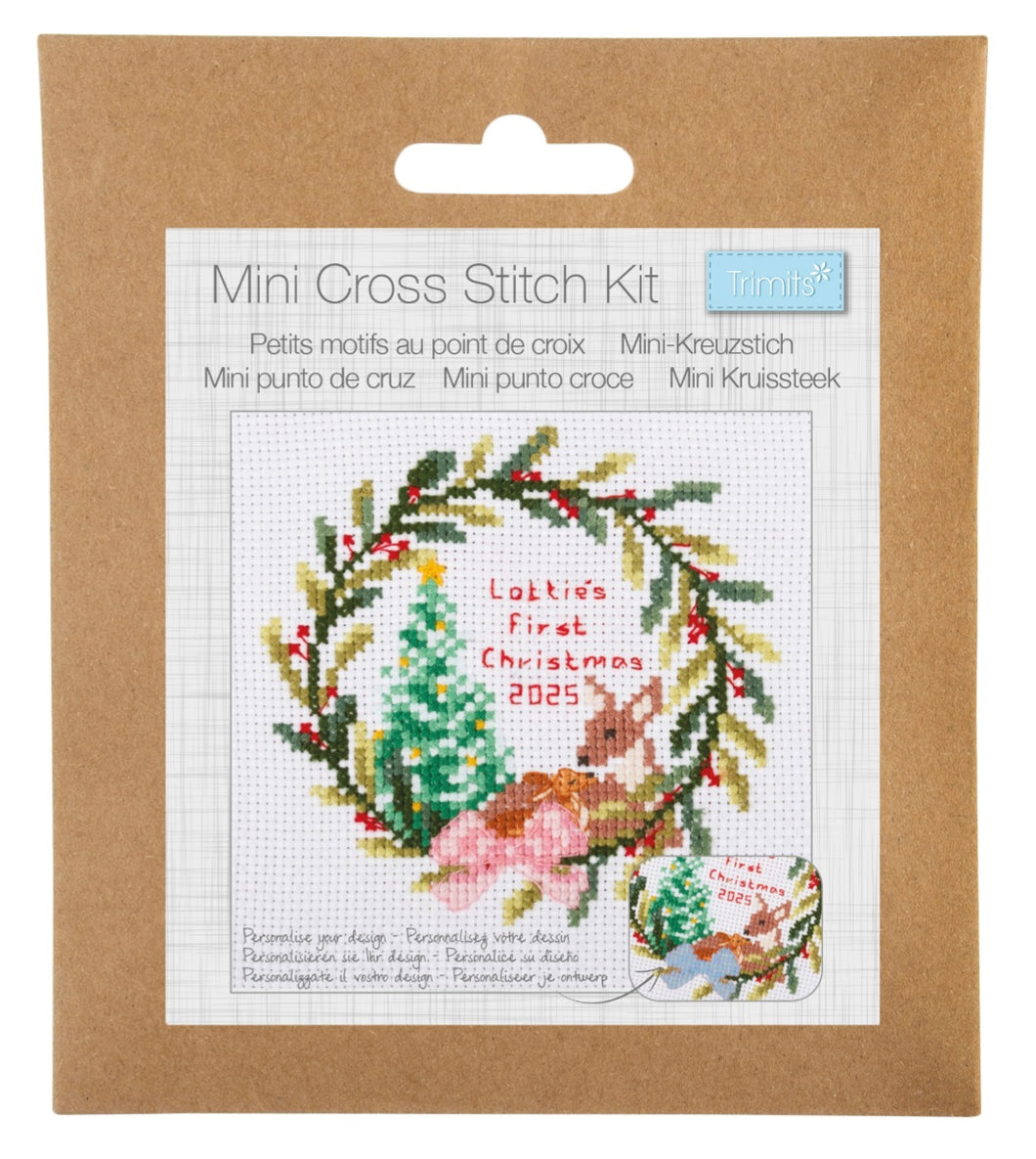 Mini Counted Cross Stitch Kit  - Baby's First Christmas