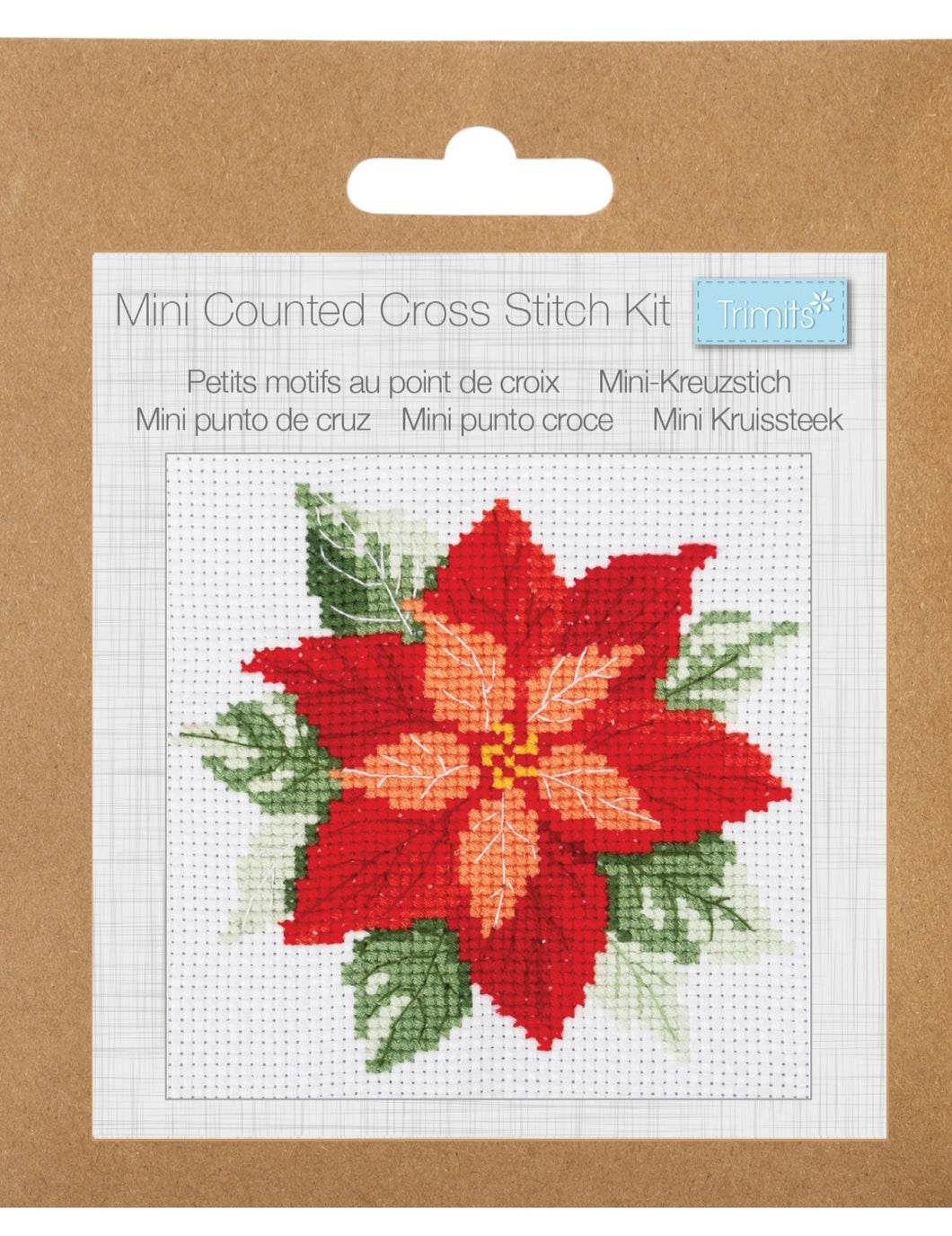 Mini Counted Cross Stitch Kit  - Poinsetta