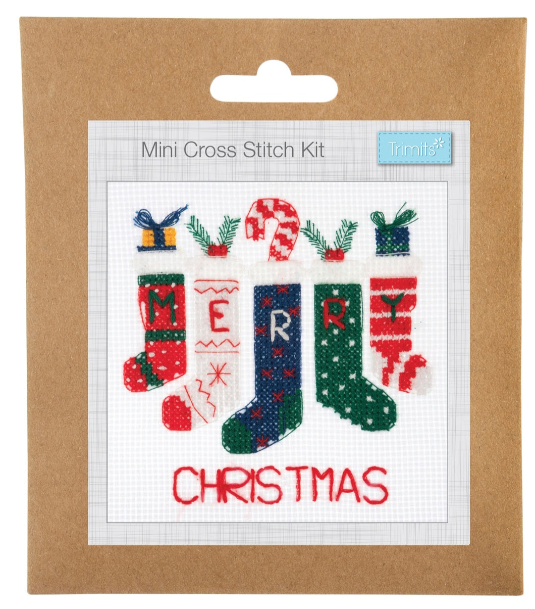 Mini Counted Cross Stitch Kit  - Stockings