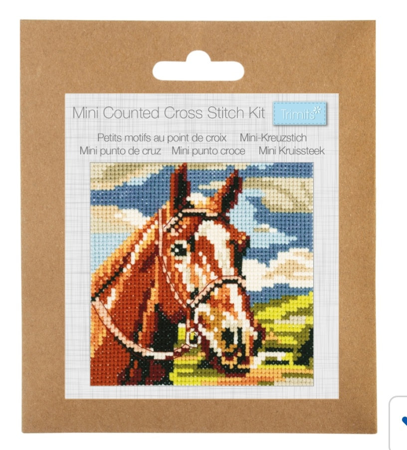 Mini Counted Cross Stitch Kit  - Brown Horse