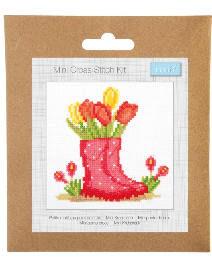 Mini Counted Cross Stitch Kit  - Wellies