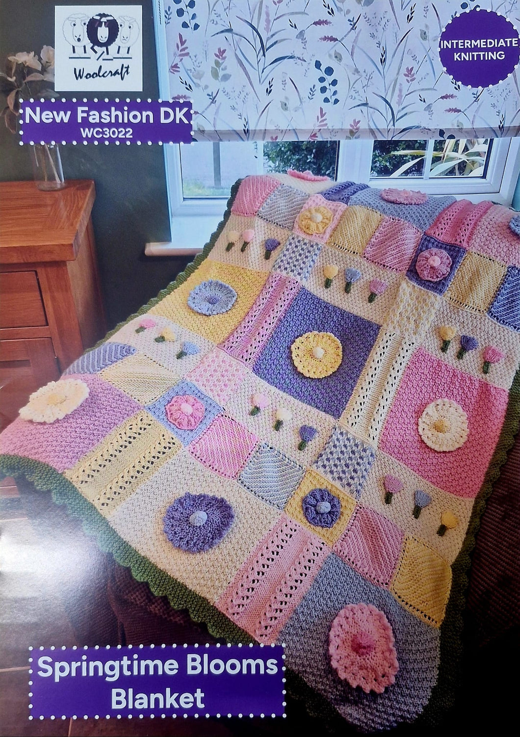 Woolcraft - Double Knit Springtime Blooms Blanket Knitting Pattern ...