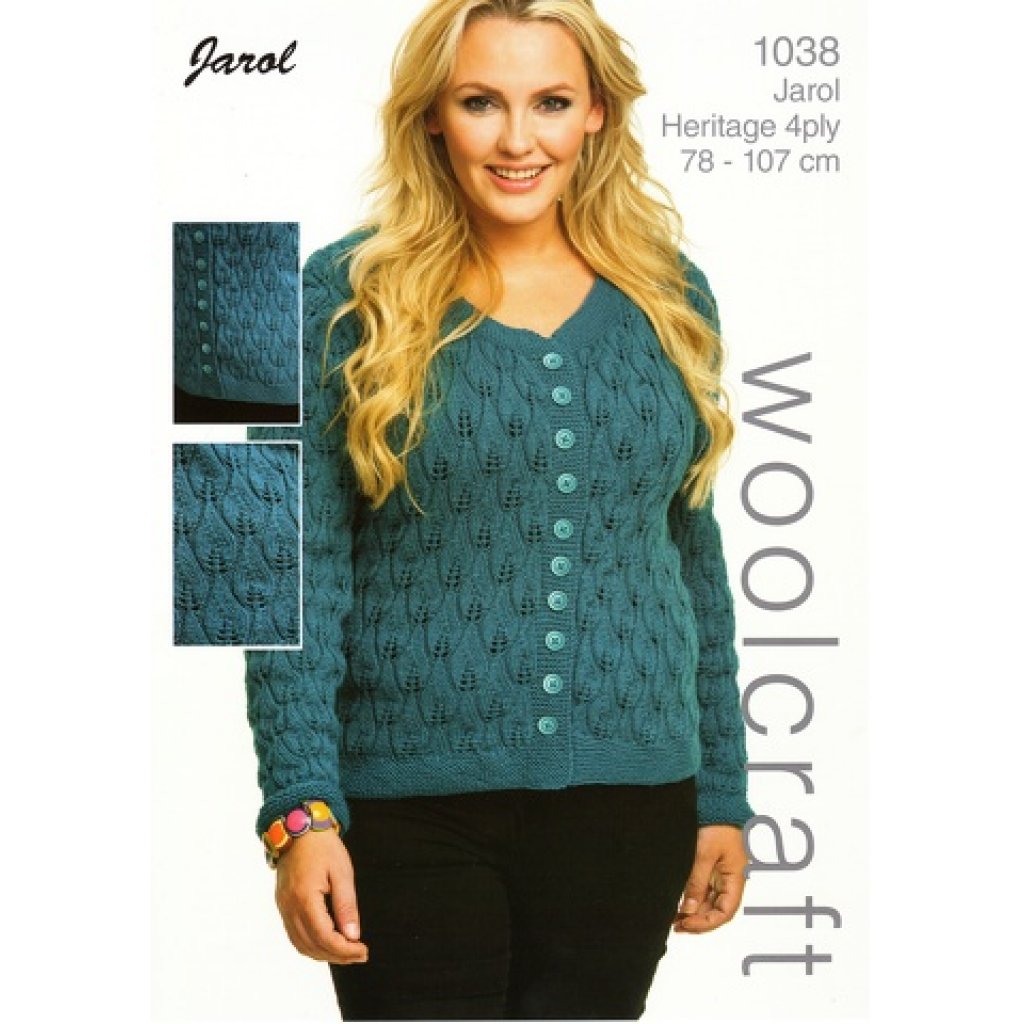 Jarol 1038 - Lacy Cardigan Knitting Pattern - 32-42 Inches