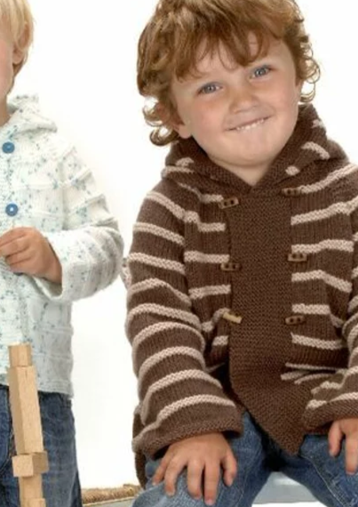 Peter Pan - Child's Hooded Cardigan Knitting Pattern - 18-24 inches