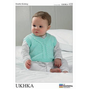 UKHKA 122- Baby Pullovers  Knitting Pattern - 12-20 Inches