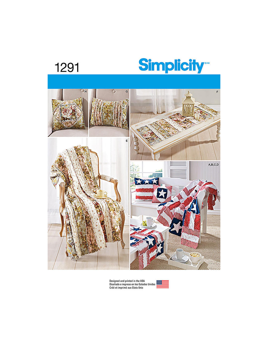 Simplicity 1291 - Rag Quilted Throws and More Sewing Pattern
