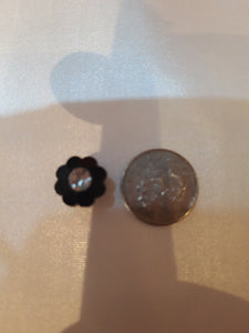 Small Black Button with Crystal Centre