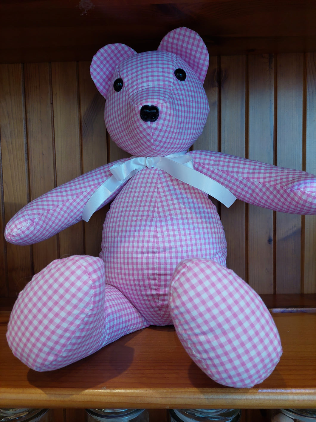 Pink Gingham Handmade Bear