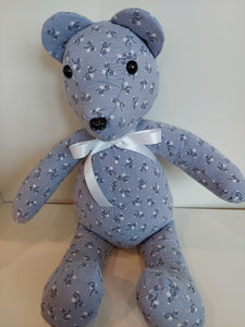 Denim Blue Floral Handmade Bear