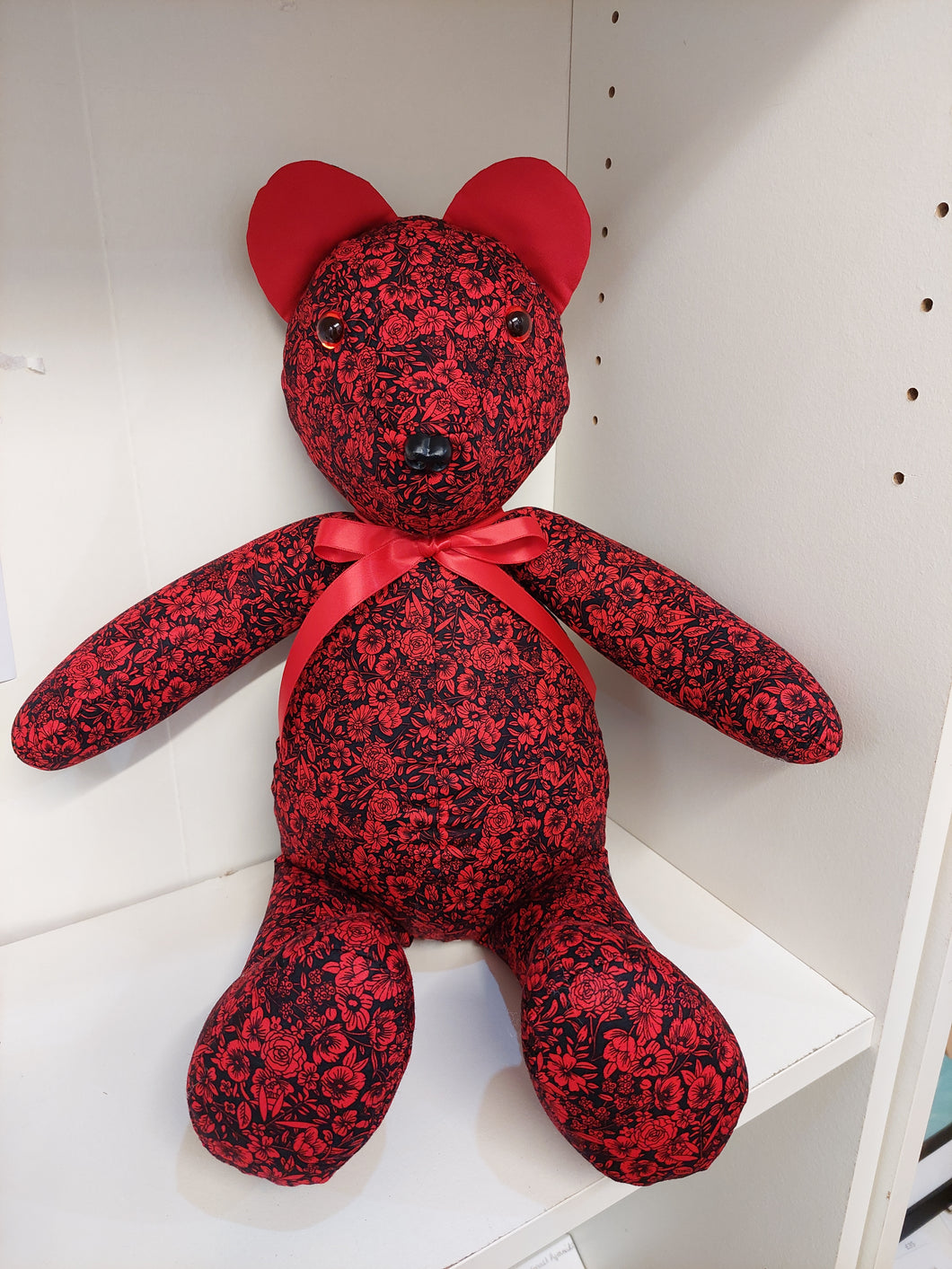 Red Floral Handmade Bear