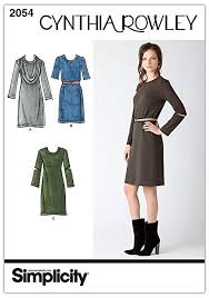 Simplicity 2054 - Ladies Knit Dress and Cowl Collar Sewing Pattern