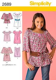 Simplicity 2689 - Child's Tops or Tunic Sewing Pattern - Size 8.5-16.5