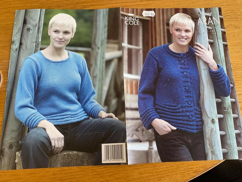 King Cole 2769 - Cardigan and Jumper Knitting Pattern - 32 - 44 inches