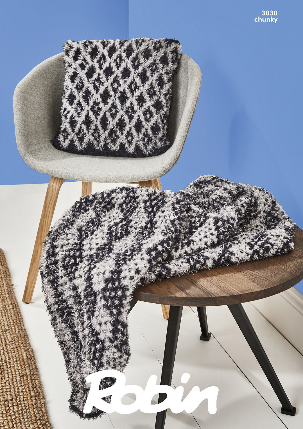 Robin 3030 - Blanket and Cushion Knitting Pattern