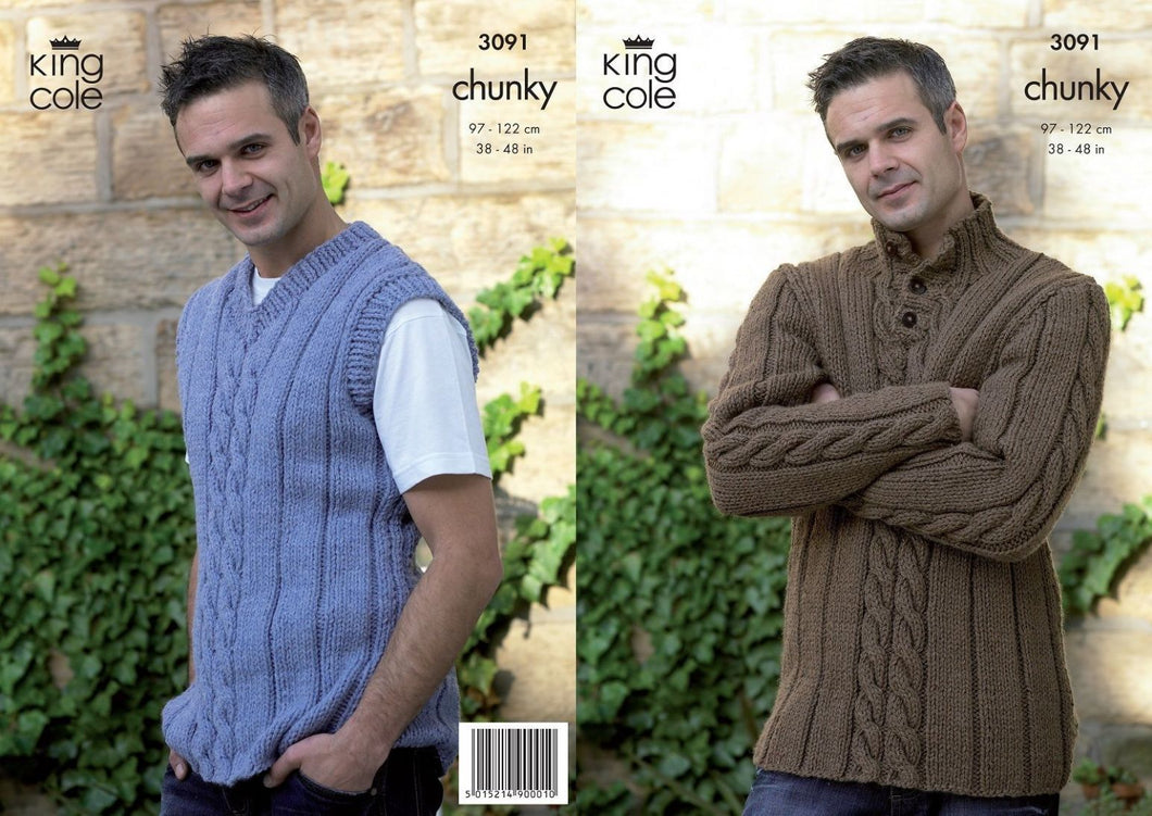 King Cole 3091 - Adult Jumper and Tank Top Knitting Pattern - 38-48 Inches