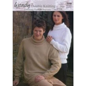Wendy 5099 - Roll Neck Jumper Knitting Pattern - 24-44 Inches