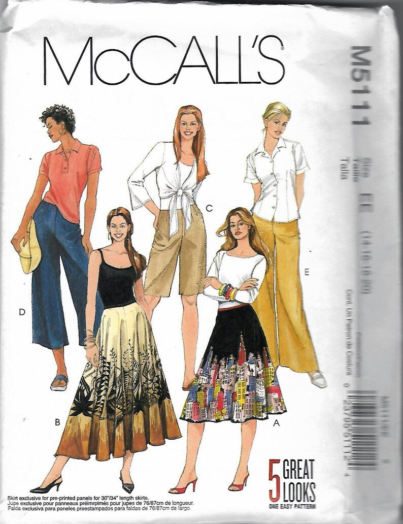 Mccalls 5111- Ladies Skirts and Cropped Trouser Sewing Pattern - Size 14-20