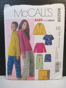 Mccalls 5228 - Childrens Tops, Trouser and Shorts Sewing Pattern - Size 10-16