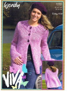 Wendy 5483 - Cardigan Knitting Pattern - 32-42 Inches
