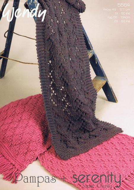 Wendy 5564 - Rug and Lacy Throw Knitting Pattern