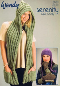 Wendy 5583 - Hat, Scarf and Mittens Knitting Pattern